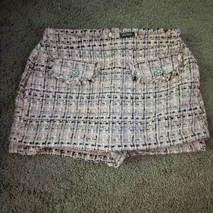 Wild Fable Tweed Mini Skirt in Pink and Black